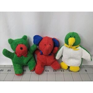Hardees Matchbox Animal Plush Lot Terry Cloth Beans 5 Inch Lot of 3 1997 Stuffed